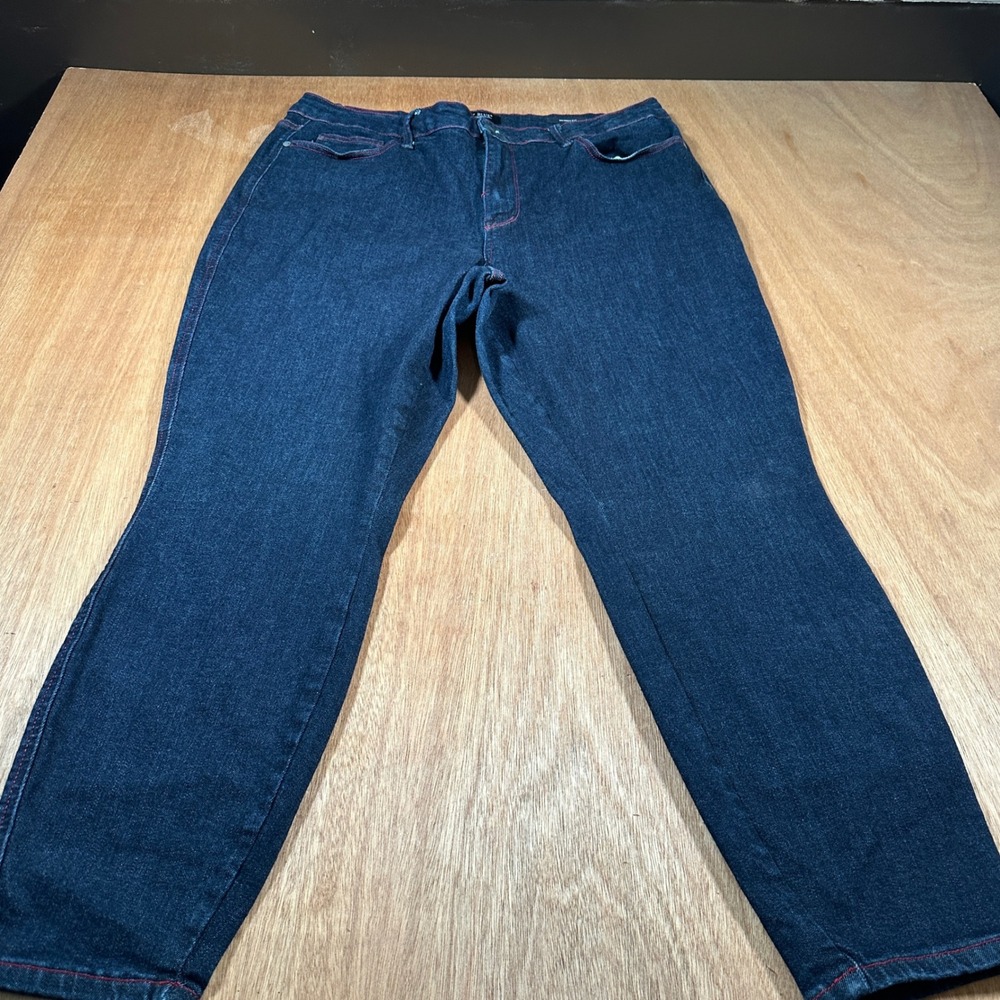 Judy Blue Skinny Jeans Women 20W Dark Wash Red Stitching JB88916 DK Stretch